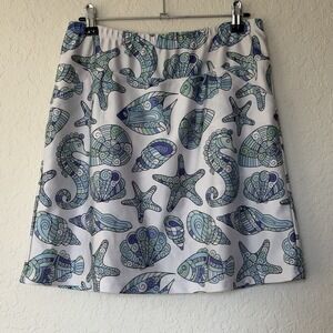 B Skinz Womens Tennis Skirt Skort Medium Golf Pickleball Pull On Fish Tropical